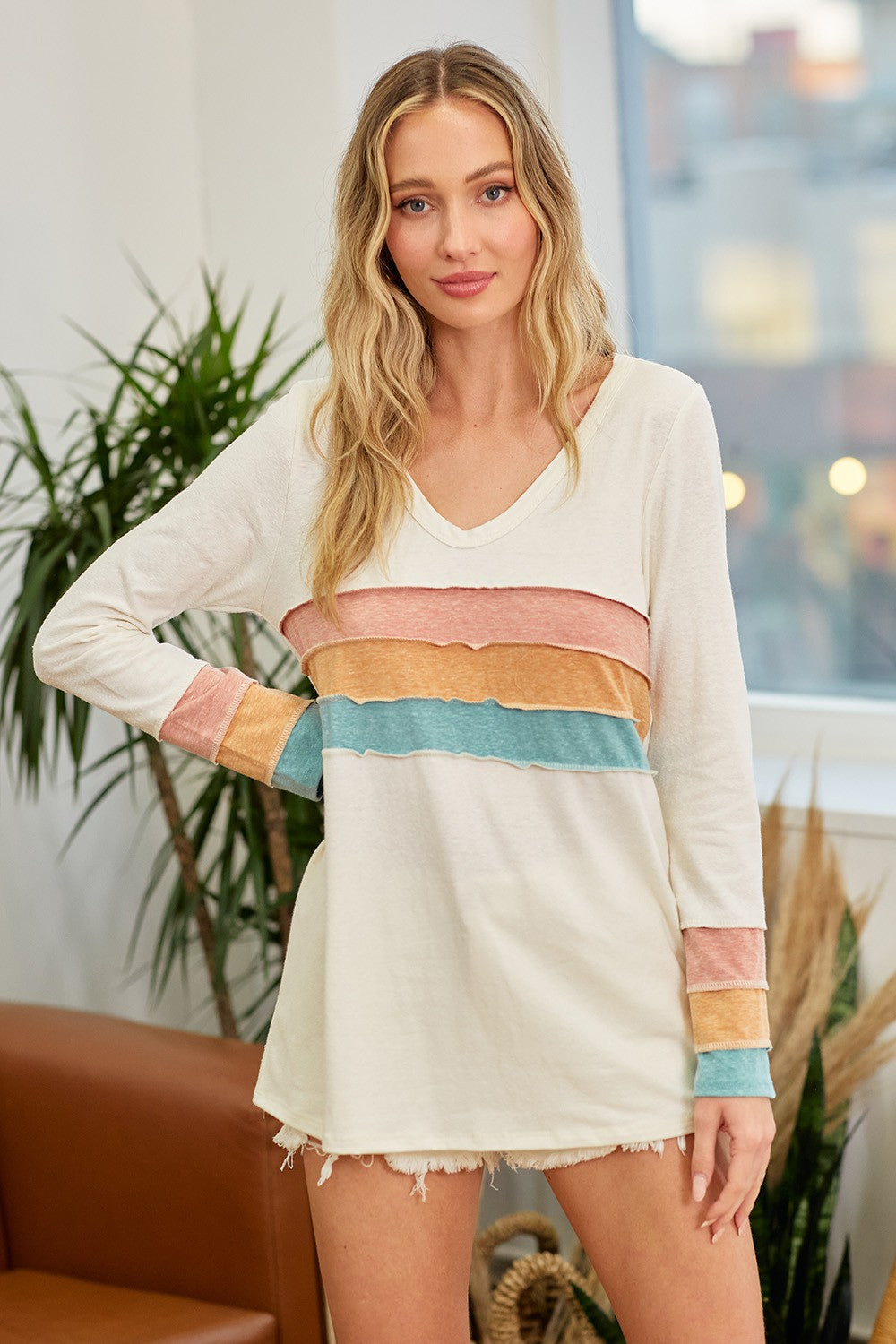 Over the Retro Rainbow Long Sleeve Top