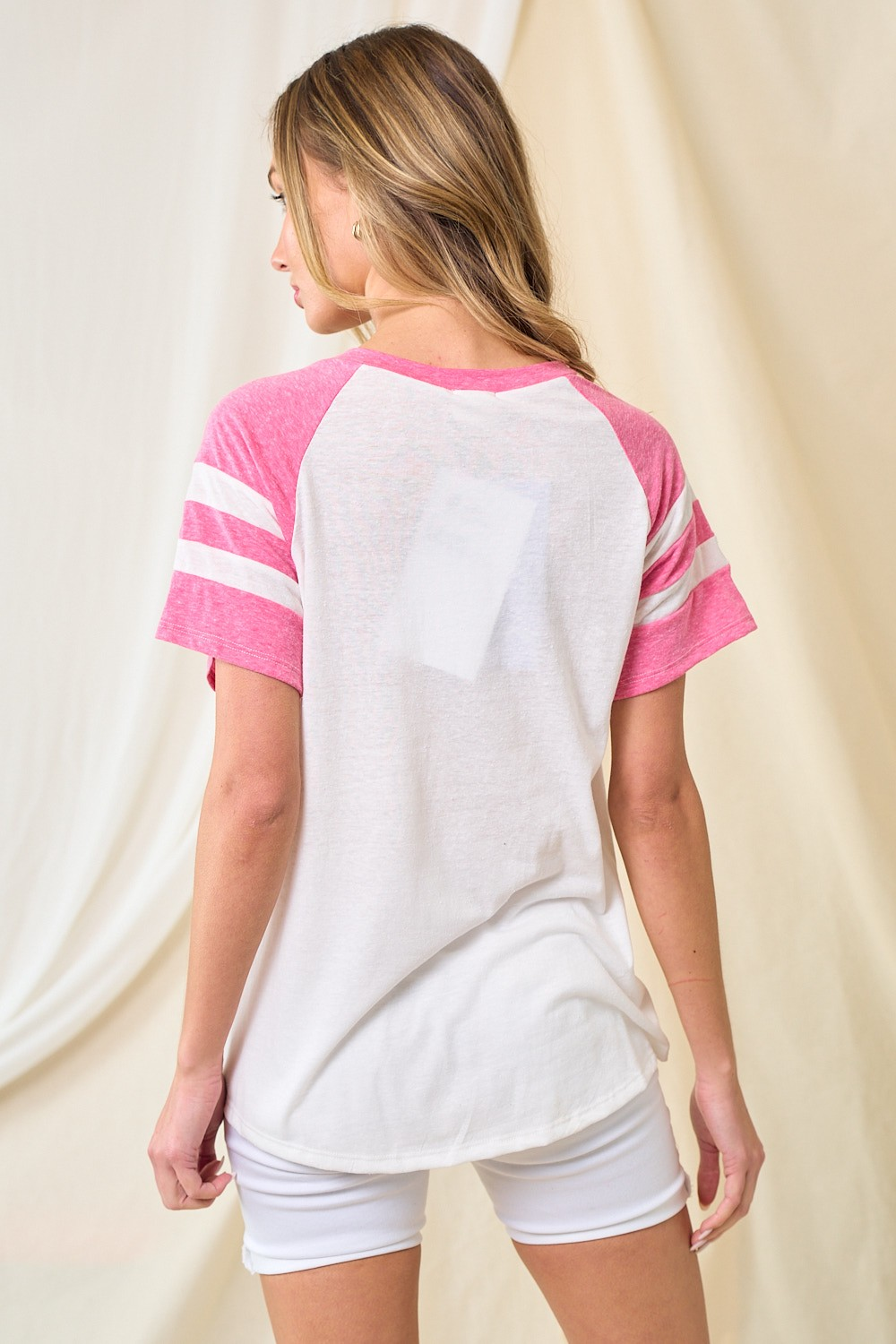 Homerun Top (White and Hot Pink)