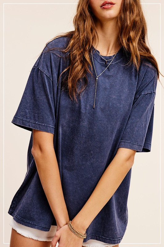 Galaxy Blue Mineral Washed Boyfriend Tee