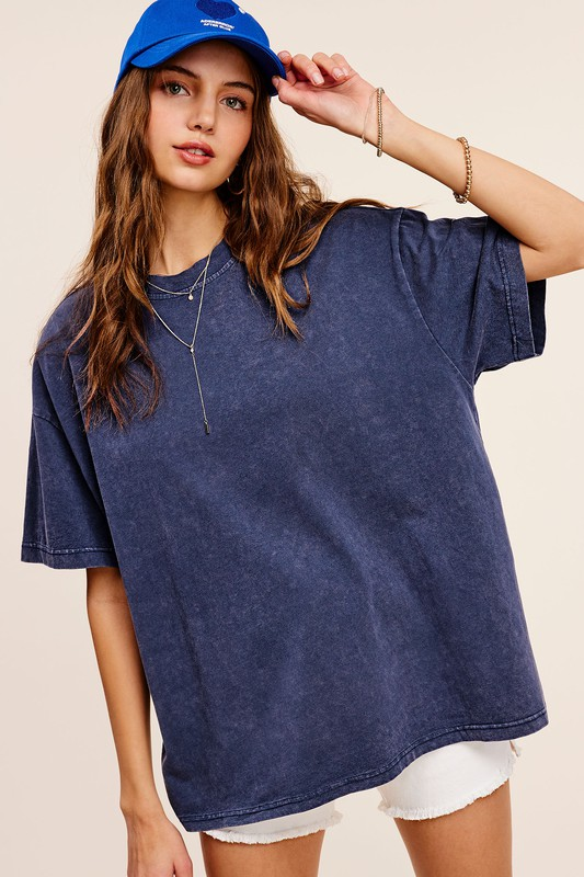 Galaxy Blue Mineral Washed Boyfriend Tee